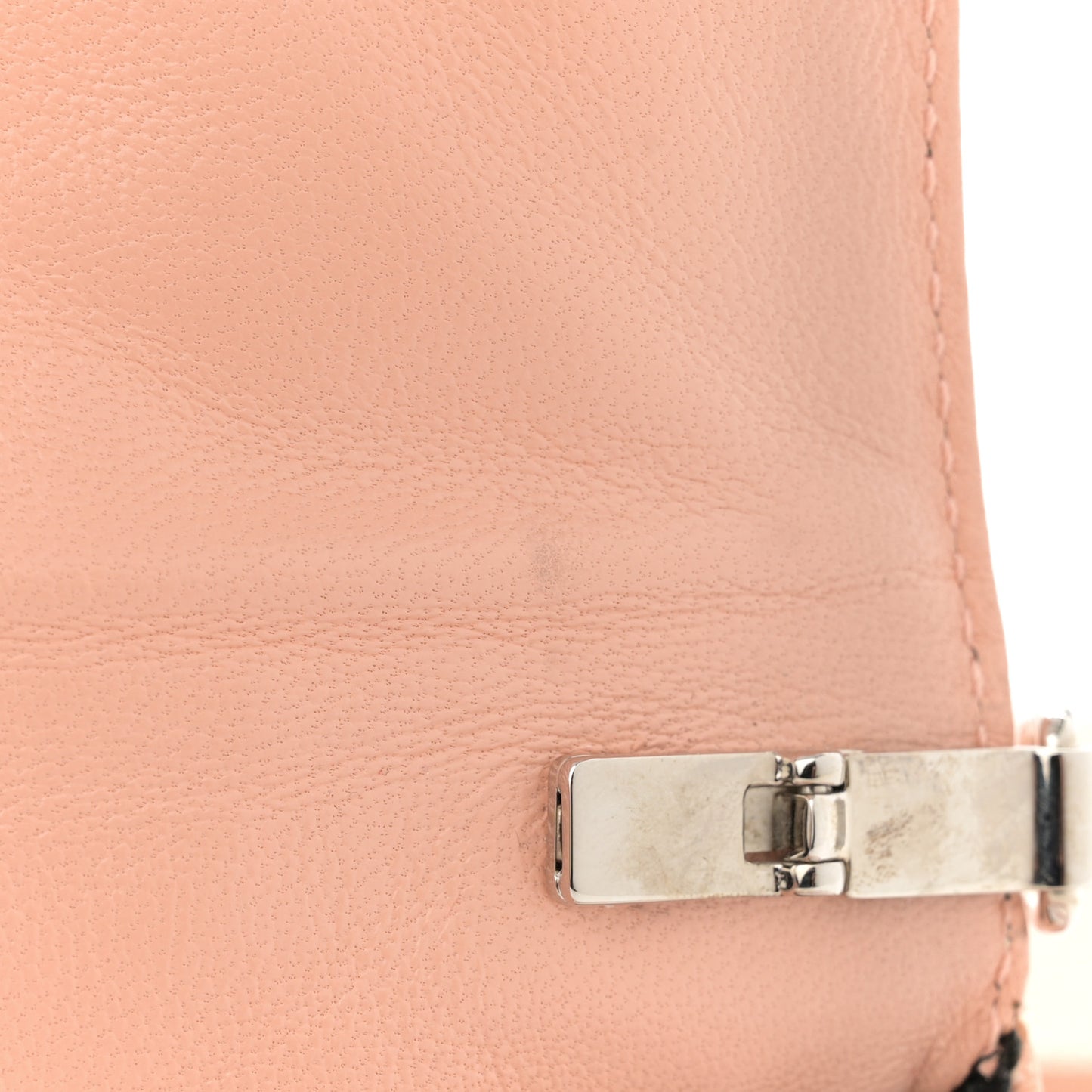 Chevre Silver Metallic Edge Hardware Envelope Clutch Rose Corail