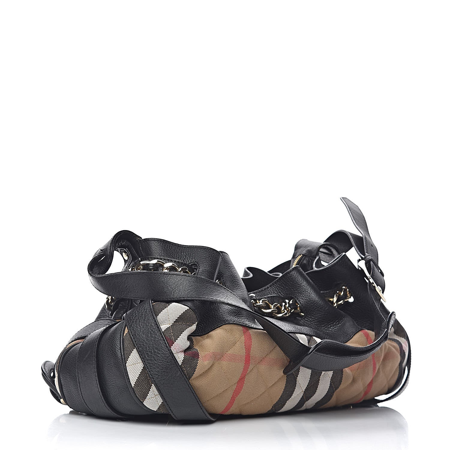 Burberry Grainy Calfskin House Check Margaret Bag Black 3 of 11