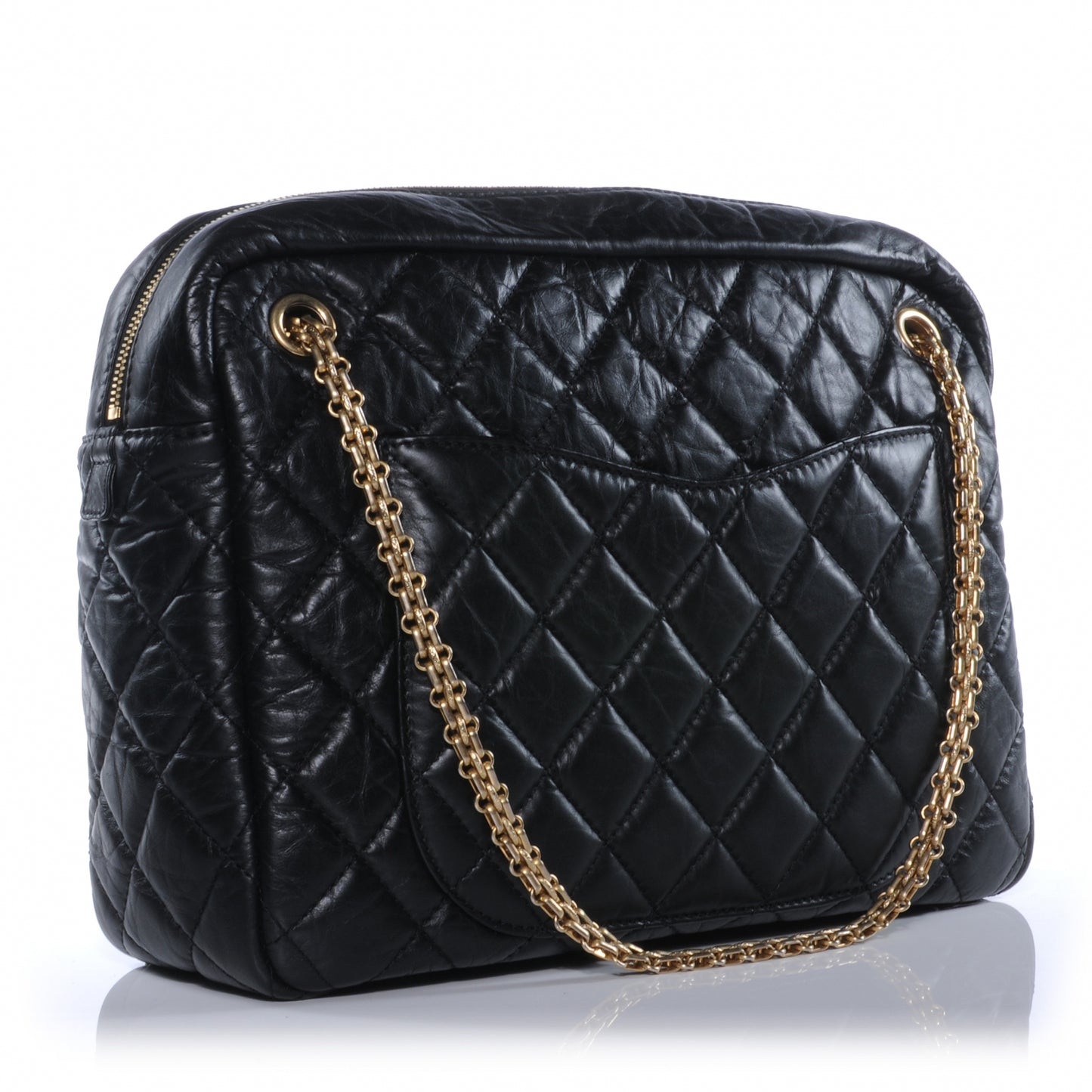 Aged Calfskin Quilted Large Reissue Camera Case Black