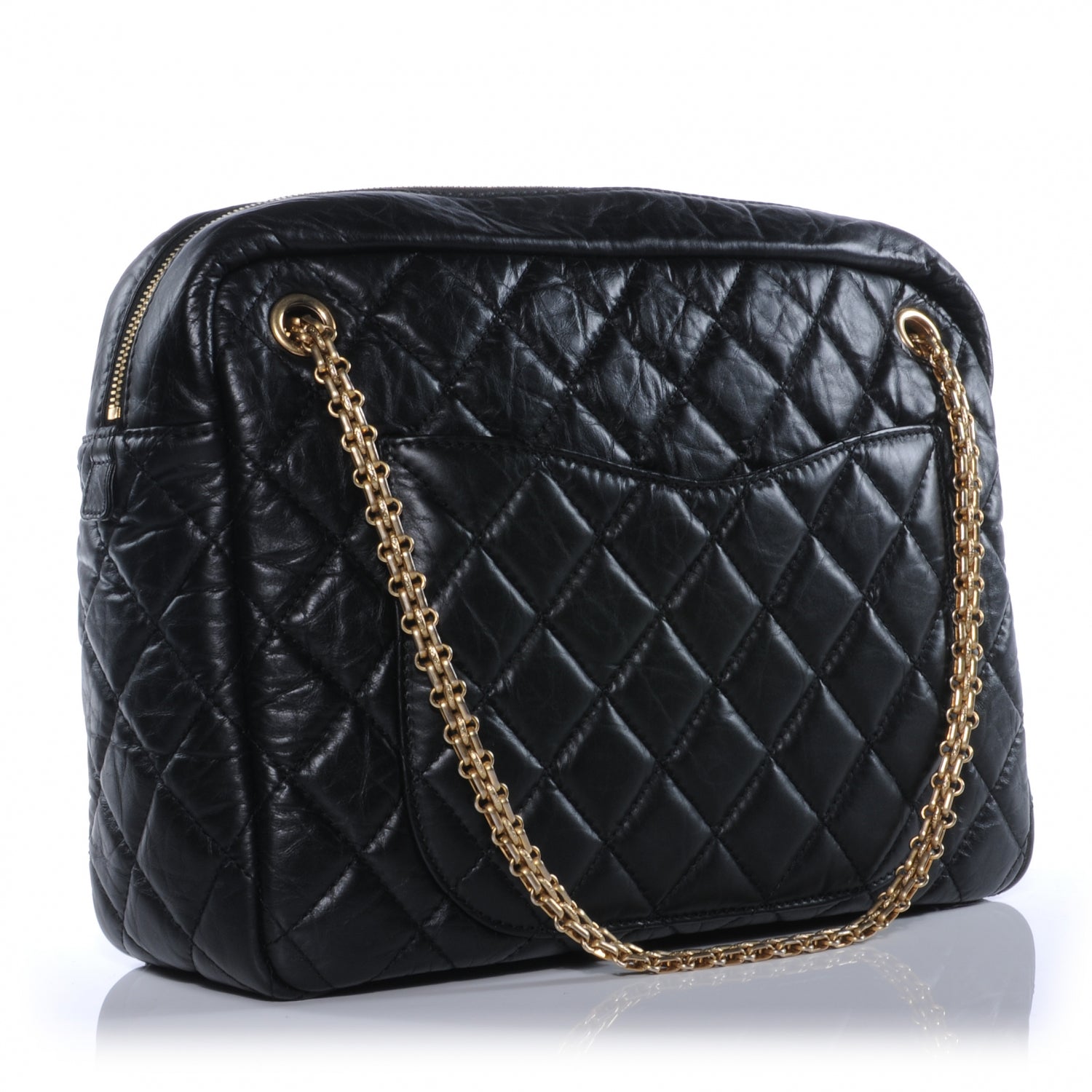Chanel Aged Calfskin Quilted Large Reissue Camera Case Black 3 of 8