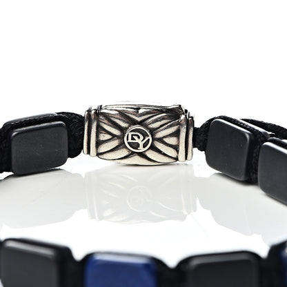 David Yurman Sterling Silver Lapis Lazuli Black Onyx Spiritual Beads Five-Station Tile Bracelet 5 of 5