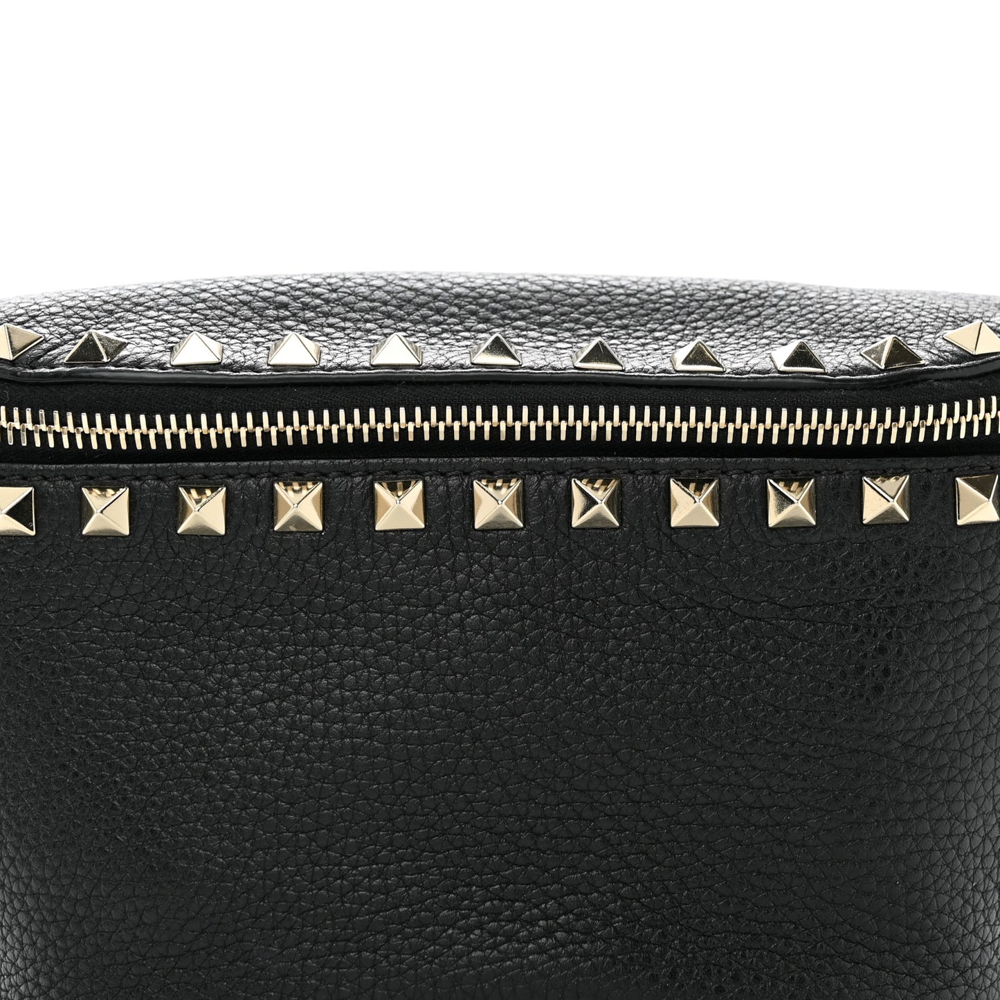 Grainy Calfskin Rockstud Belt Bag Black