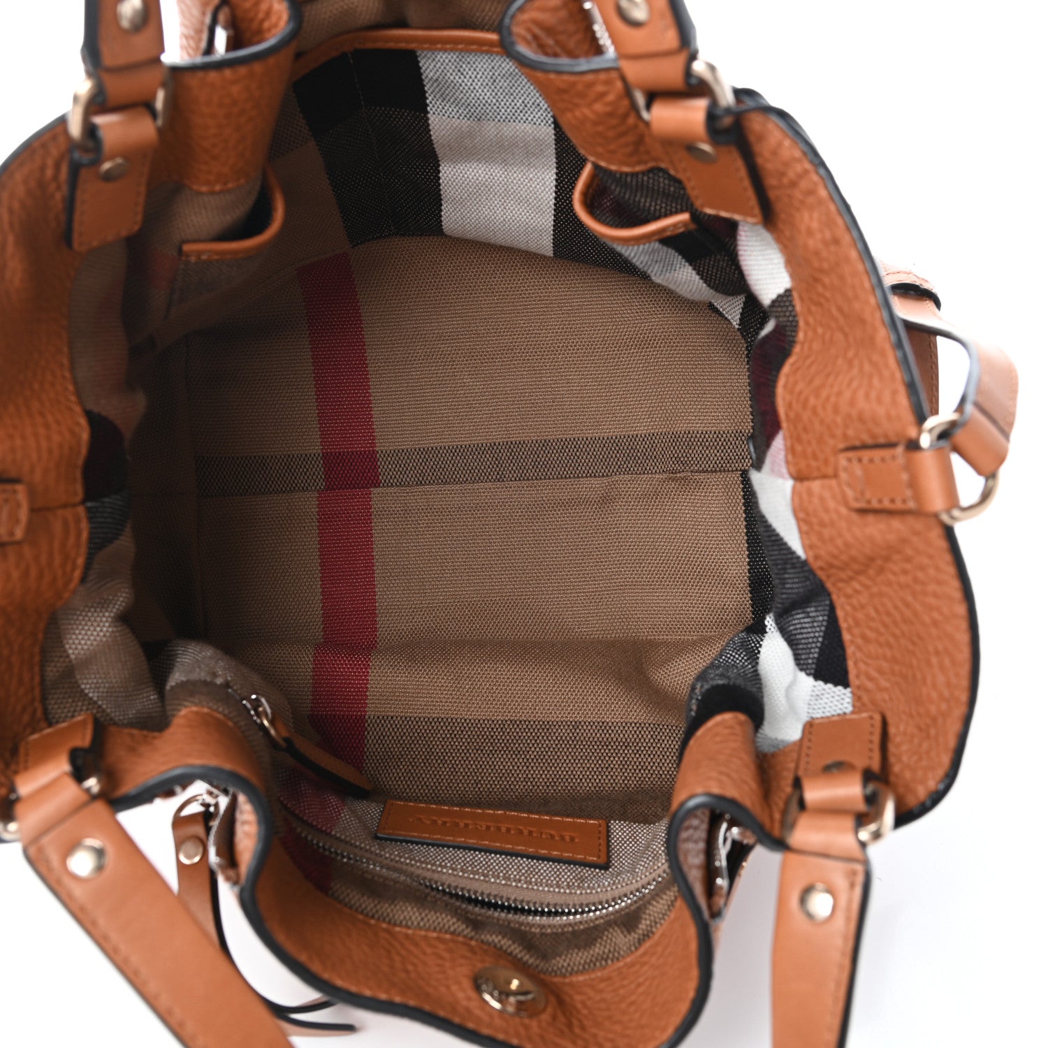 Burberry Grainy Calfskin House Check Small Maidstone Saddle Brown 5 of 9