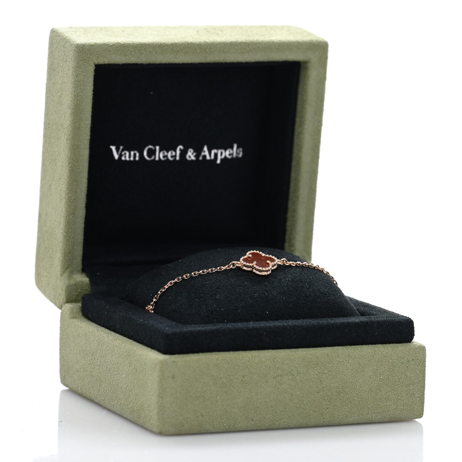 Van Cleef & Arpels 18K Rose Gold Carnelian Sweet Alhambra Bracelet 4 of 4