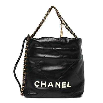 Chanel Shiny Calfskin Quilted Mini Chanel 22 Black White 1 of 10