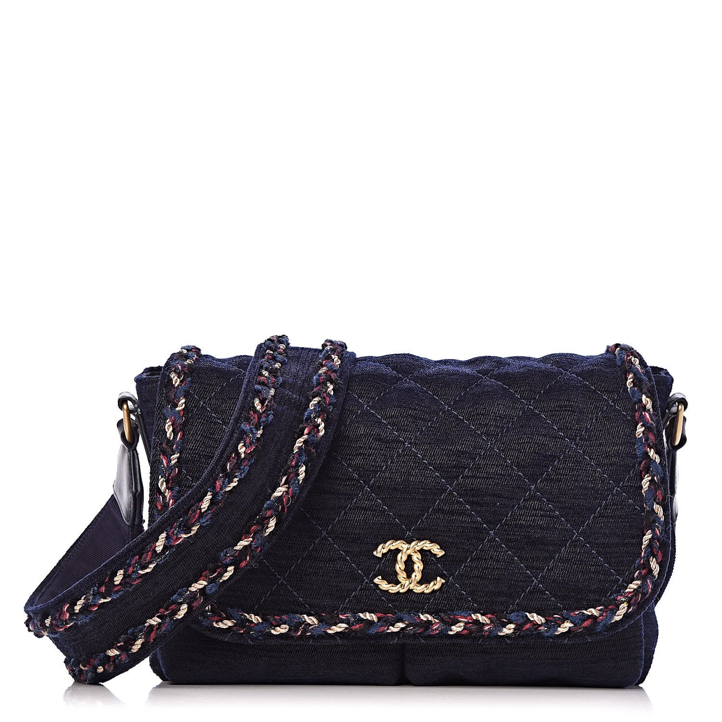 Wool Velvet Quilted Parisian Stroll Messenger Navy