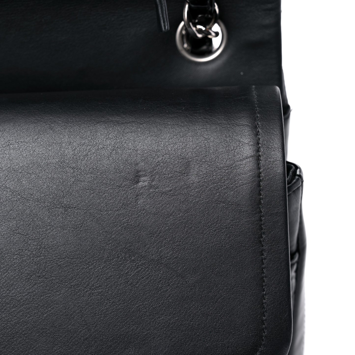 Patent Chevron Quilted Jumbo Double Flap Black