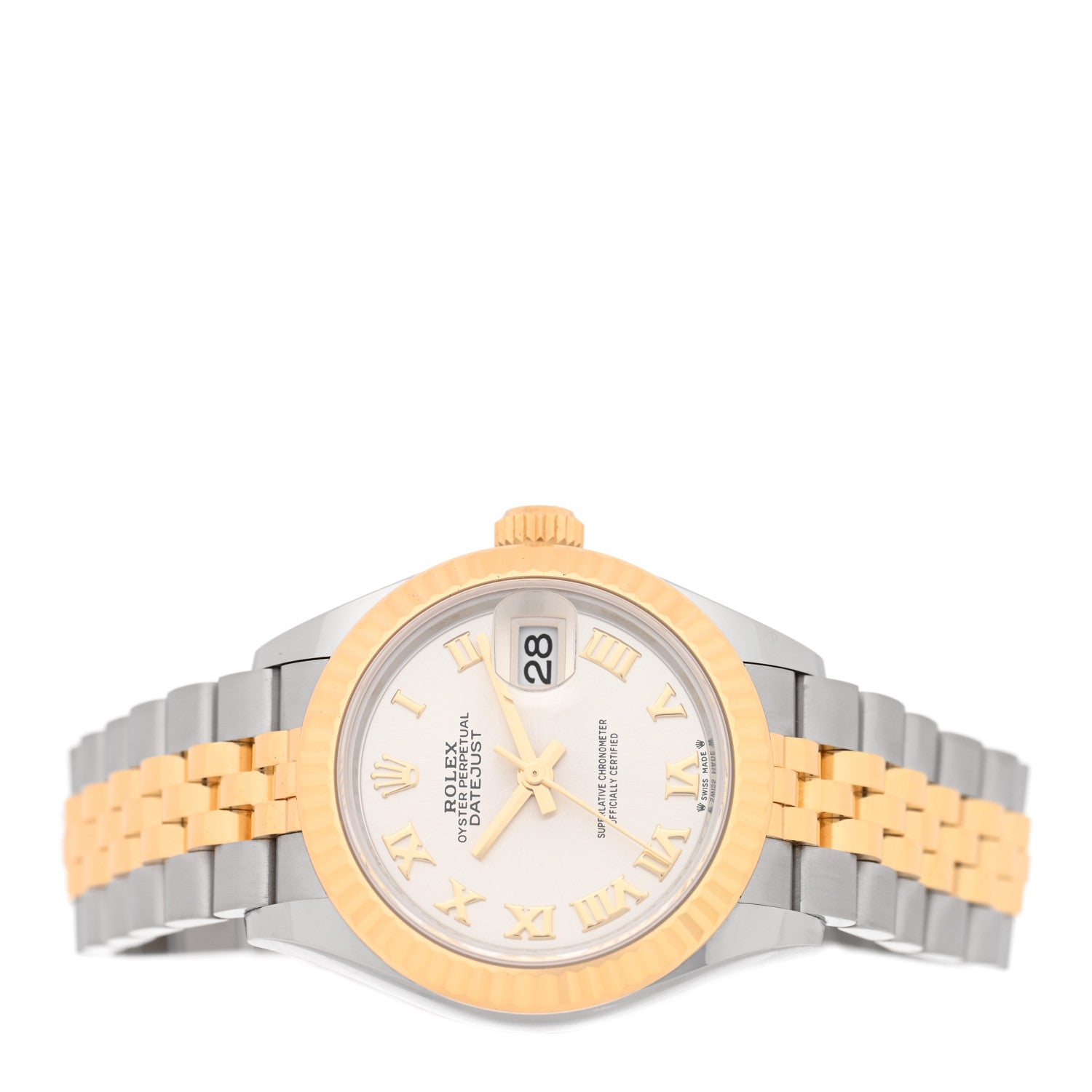 Rolex Stainless Steel 18K Yellow Gold 28mm Oyster Perpetual Datejust Watch Silver Roman 279173 2 of 4