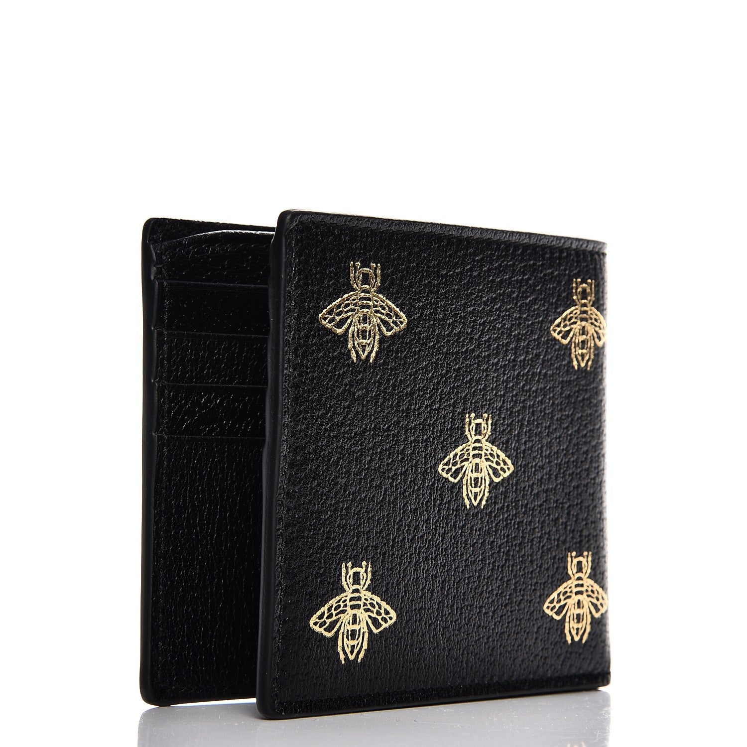 Gucci Calfskin Bee Star Bi-Fold Wallet Black 3 of 7