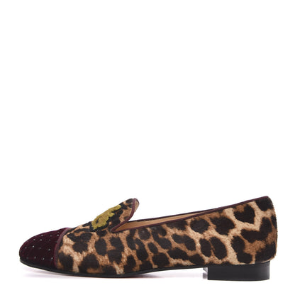 Christian Louboutin Leopard Print Cap Toe I Love My Loubies Loafers 38 Rouge Imperial 1 of 9