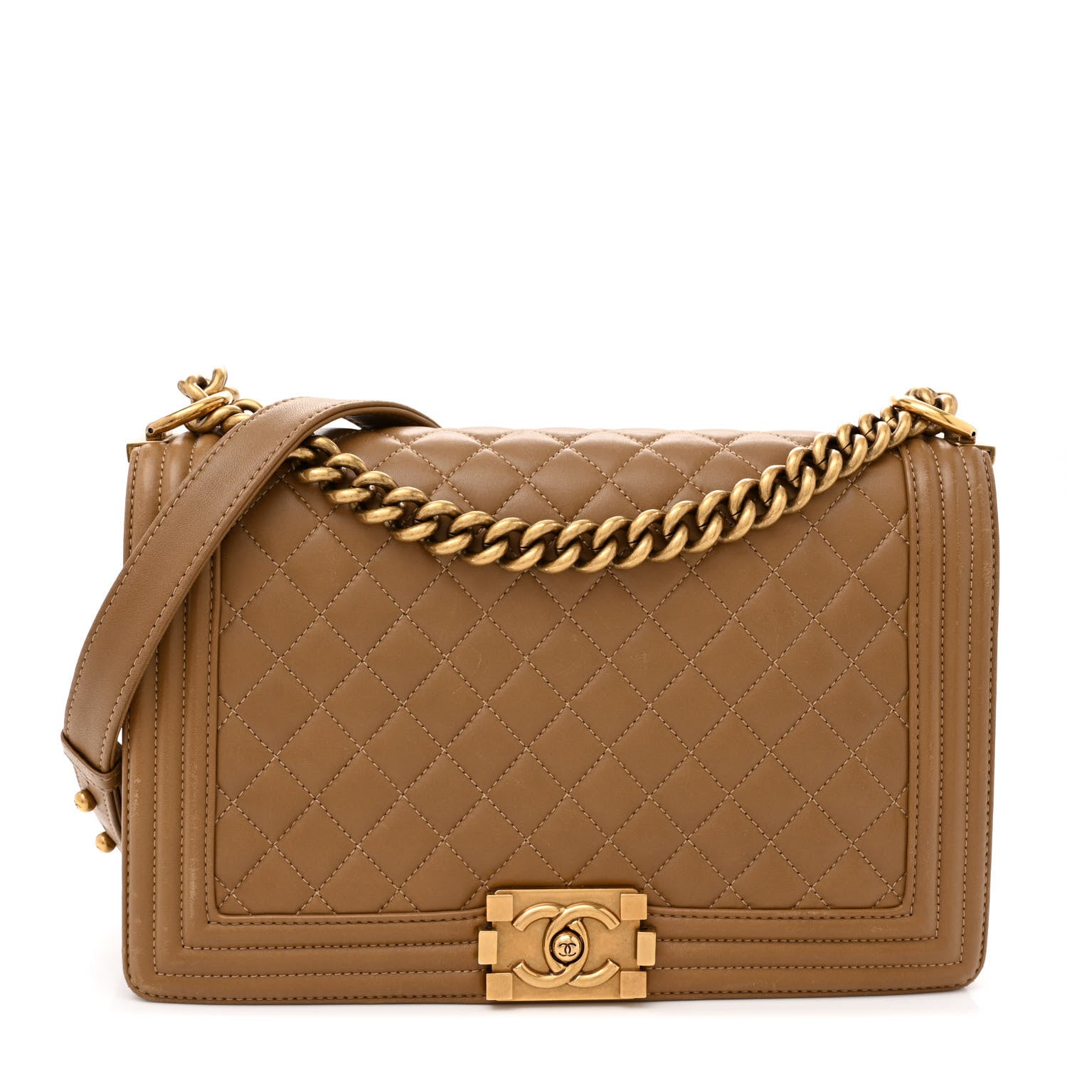 Chanel Lambskin Quilted New Medium Boy Flap Dark Beige 1 of 13