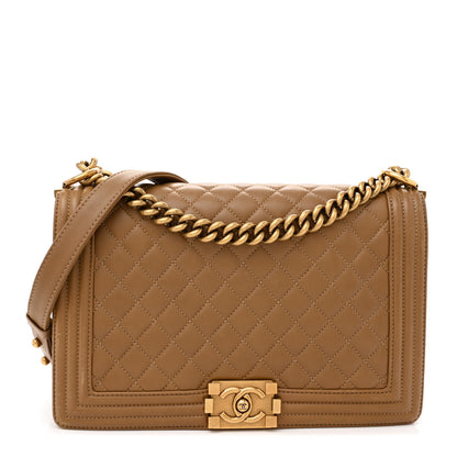 Chanel Lambskin Quilted New Medium Boy Flap Dark Beige 1 of 13