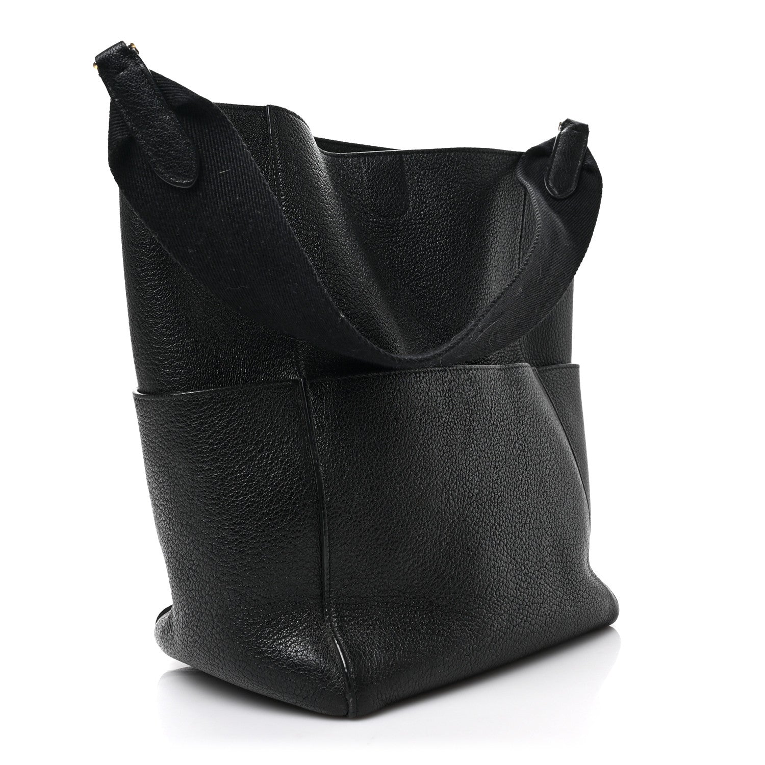 Celine Soft Grained Calfskin Sangle Bucket Bag Black 3 of 7