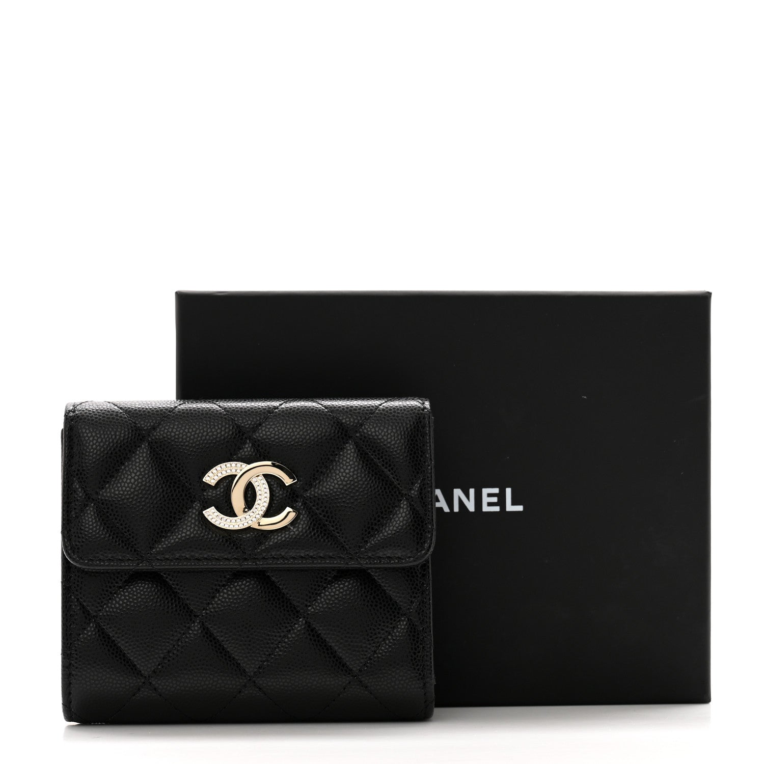 Chanel Caviar Crystal Quilted Small Flap Wallet Black 9 of 9