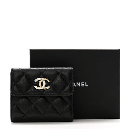 Chanel Caviar Crystal Quilted Small Flap Wallet Black 9 of 9