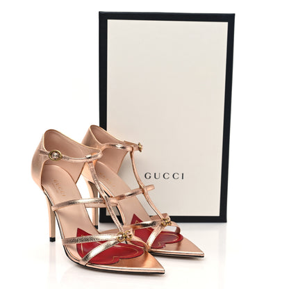 Gucci Metallic Nappa Silk Horsebit Sandals 37 Salmone 8 of 8