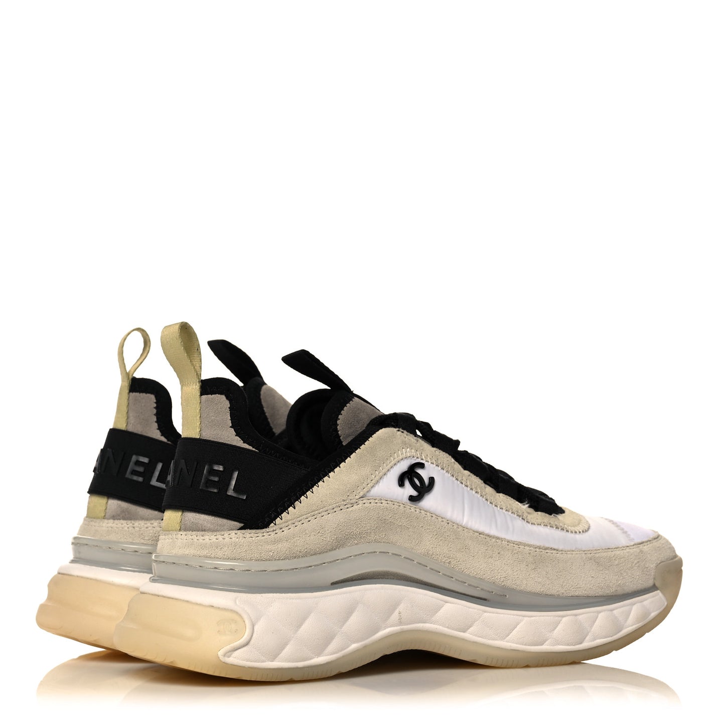 Suede Calfskin Mixed Fibers CC Sneakers 37 Beige