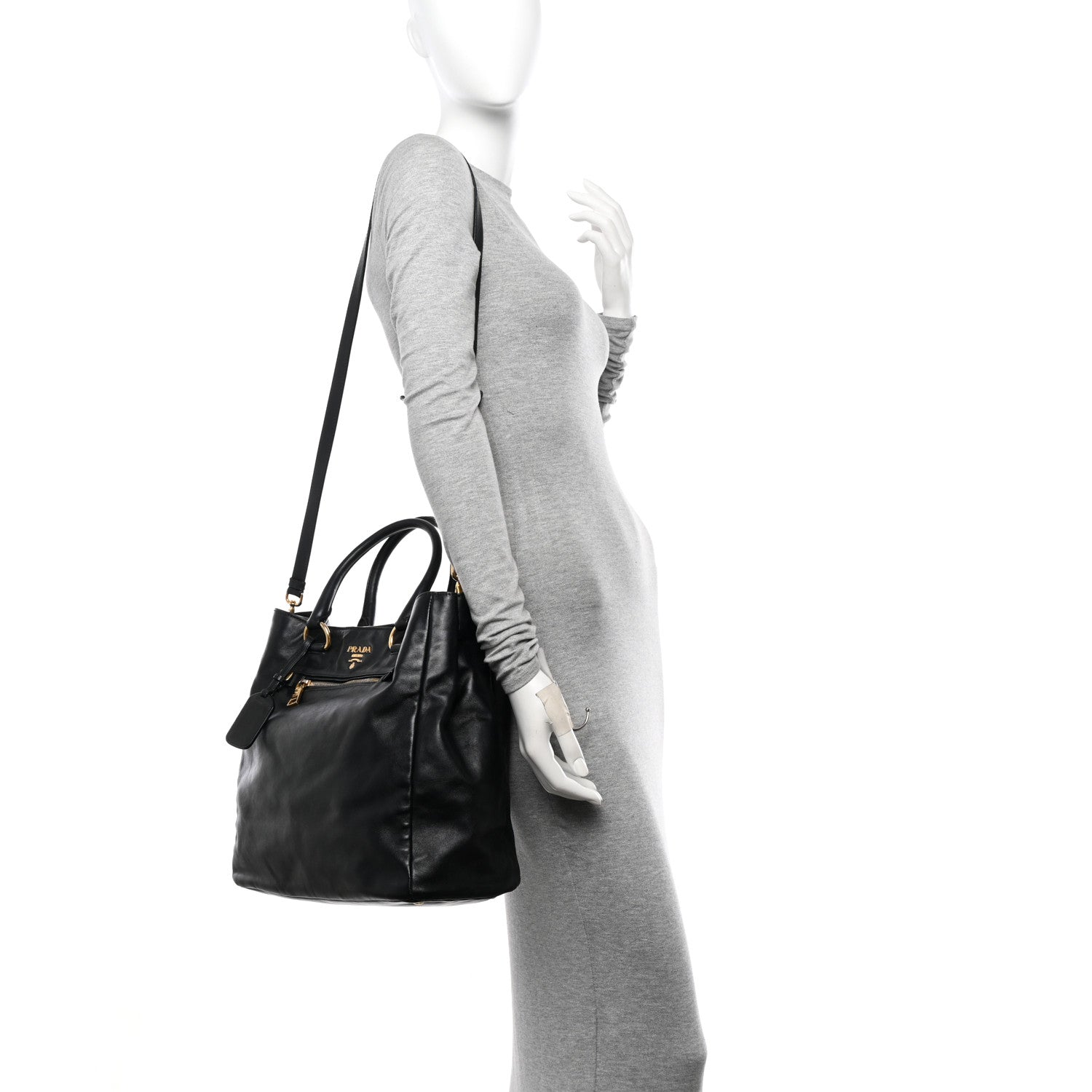 Prada Soft Calf Tote Black 2 of 14