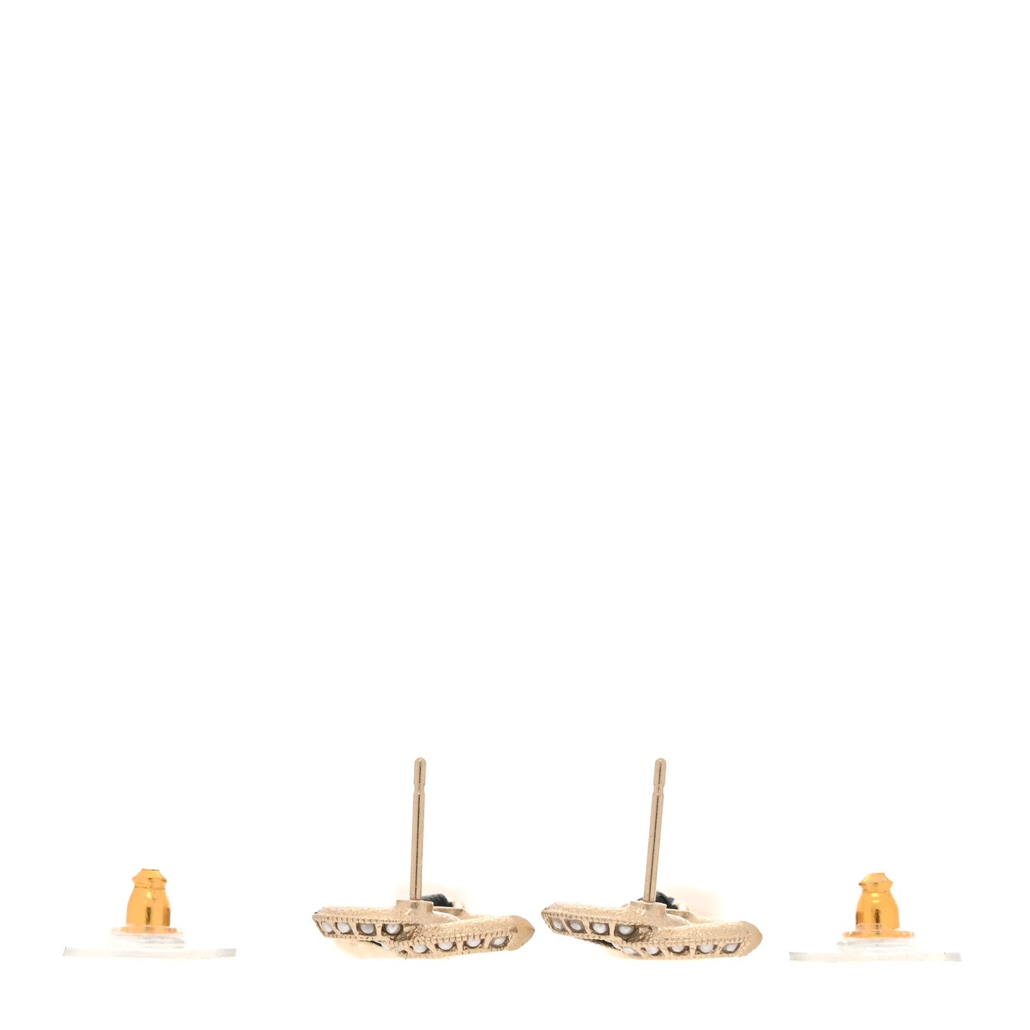 Chanel Lambskin Pearl Chain CC Drop Earrings Gold Black Pearly White 3 of 5