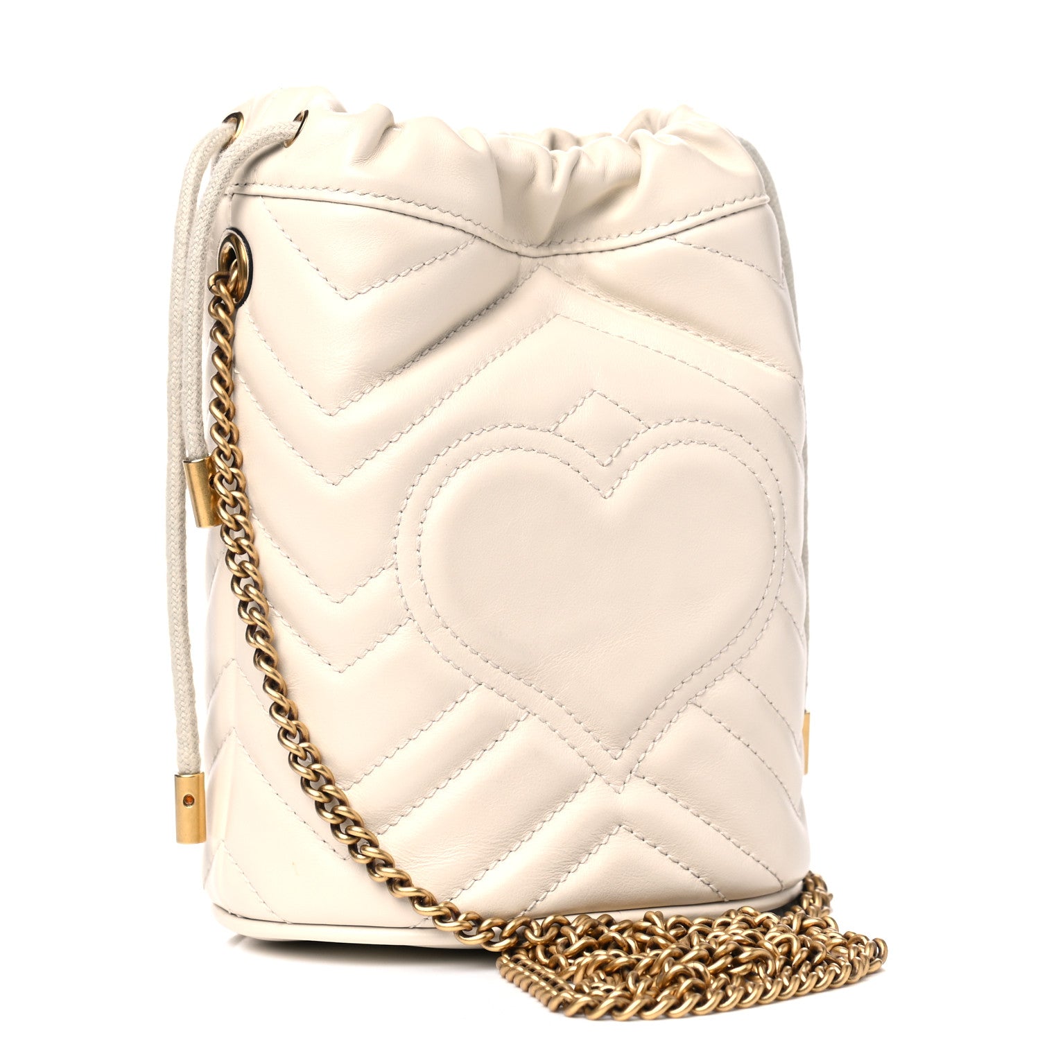 Gucci Calfskin Matelasse Mini GG Marmont 2.0 Bucket Bag White 2 of 5
