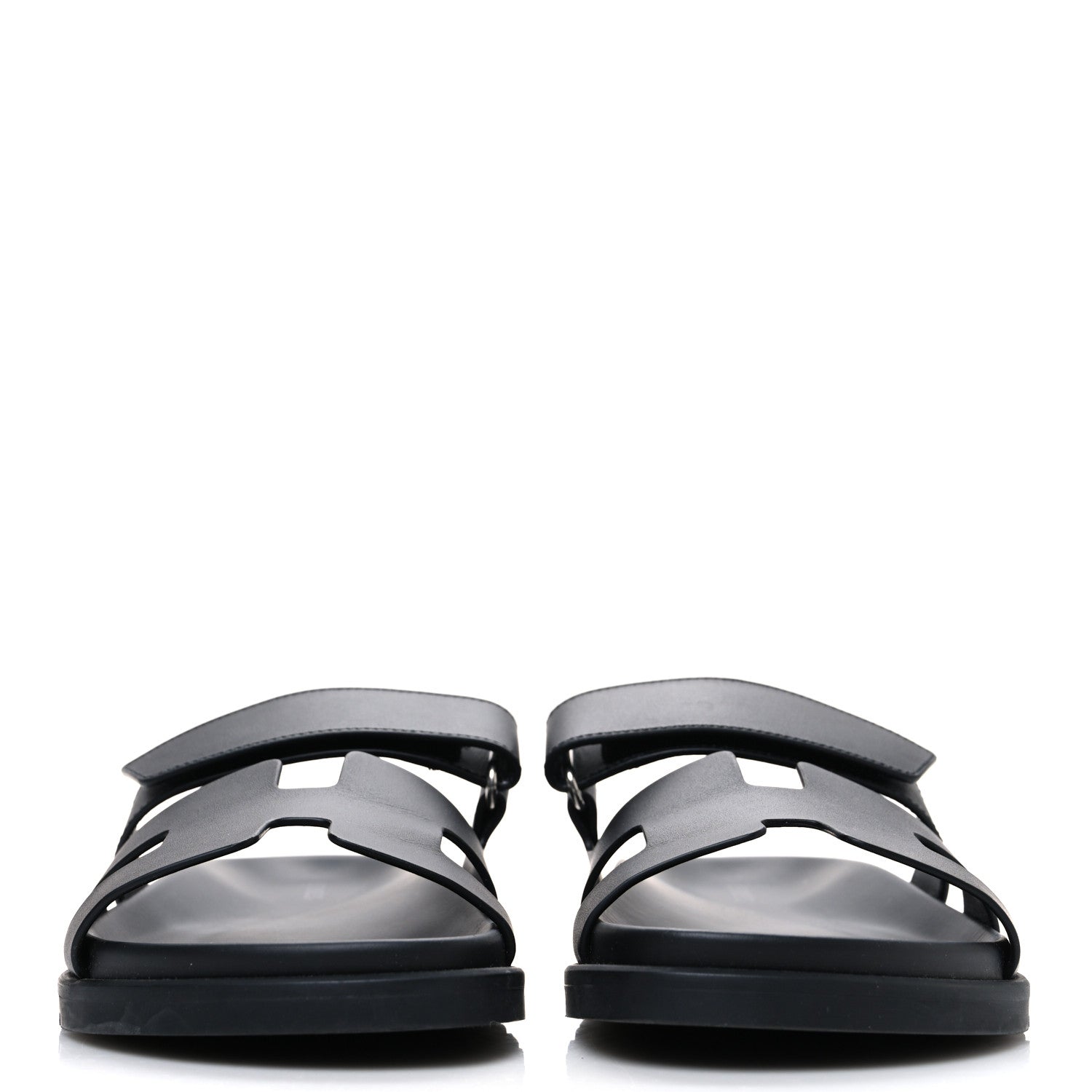 Hermes Calfskin Womens Chypre Sandals 38.5 Black 3 of 12