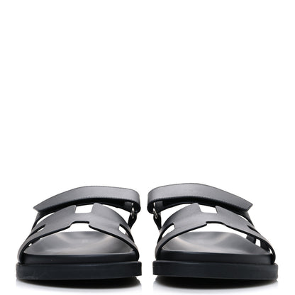 Hermes Calfskin Womens Chypre Sandals 38.5 Black 3 of 12