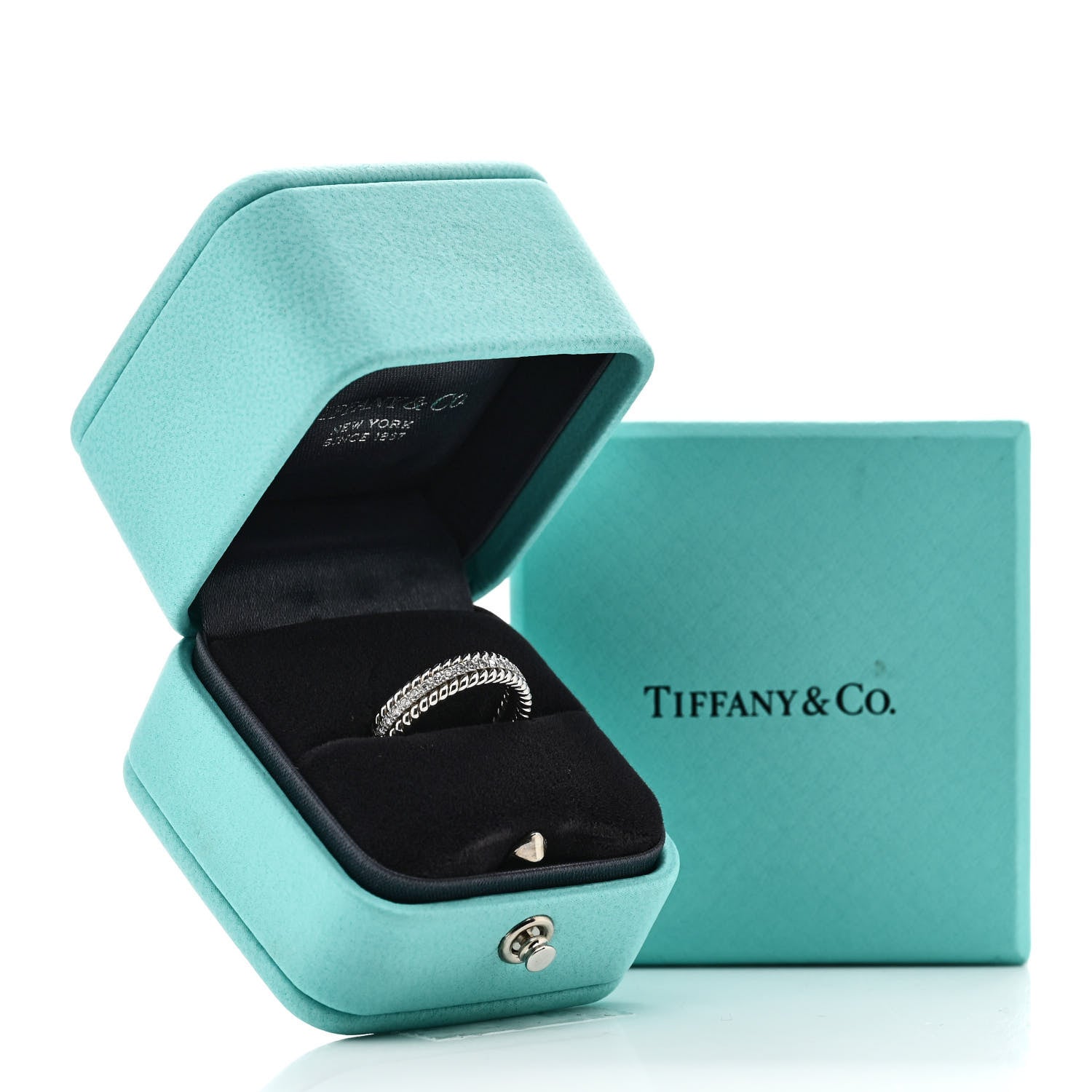 Tiffany Platinum Diamond Schlumberger Rope Two-Row Ring 50 5.5 6 of 6