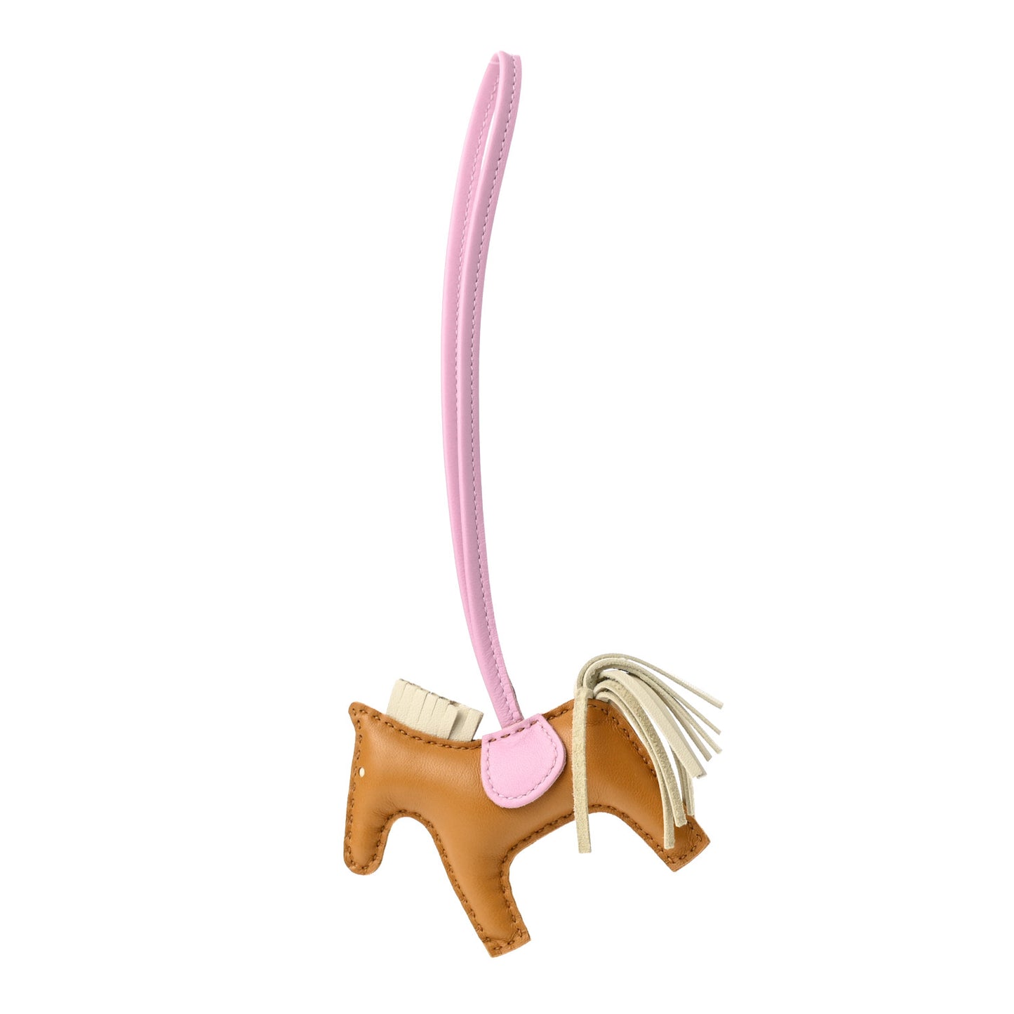 Milo Lambskin Grigri Rodeo Horse Bag Charm PM Sesame Mauve Sylvestre Craie