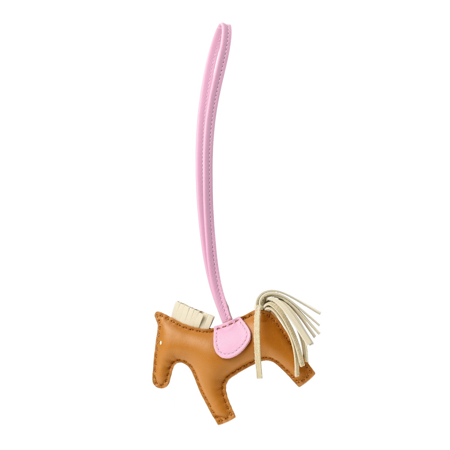 Hermes Milo Lambskin Grigri Rodeo Horse Bag Charm PM Sesame Mauve Sylvestre Craie 1 of 4