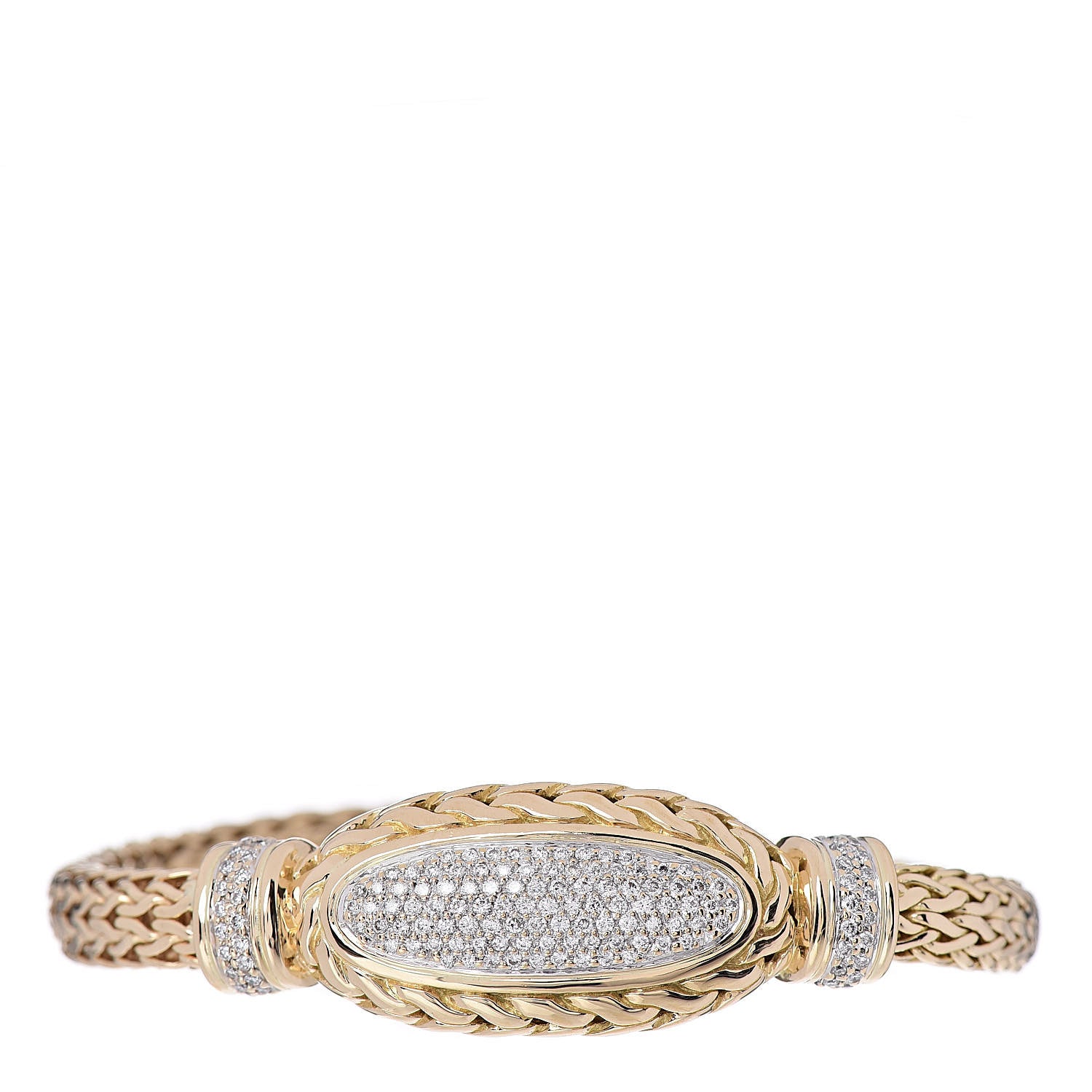 John Hardy 18K Yellow Gold Diamond Classic Chain Bracelet M 1 of 5