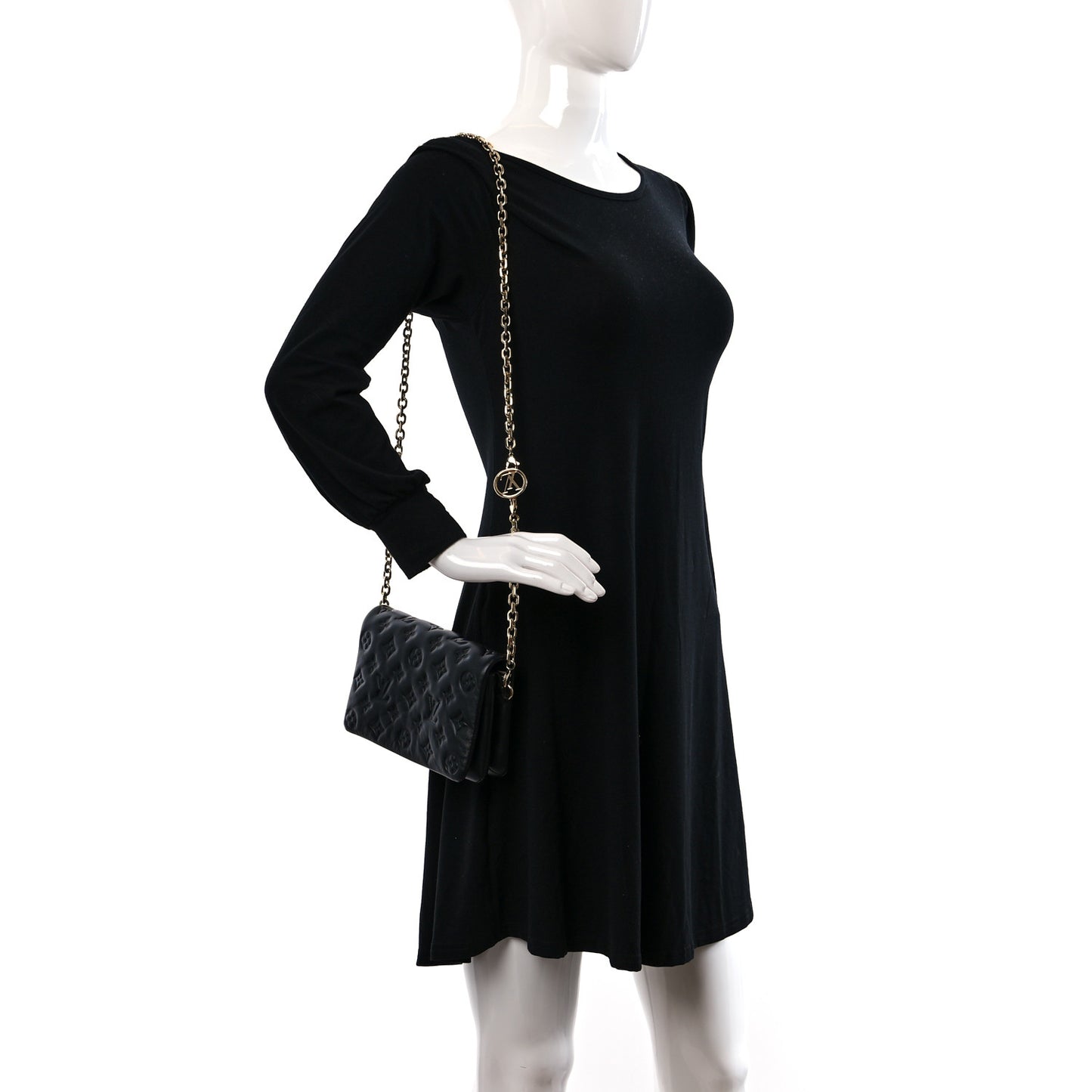 Lambskin Embossed Monogram Pochette Coussin Black