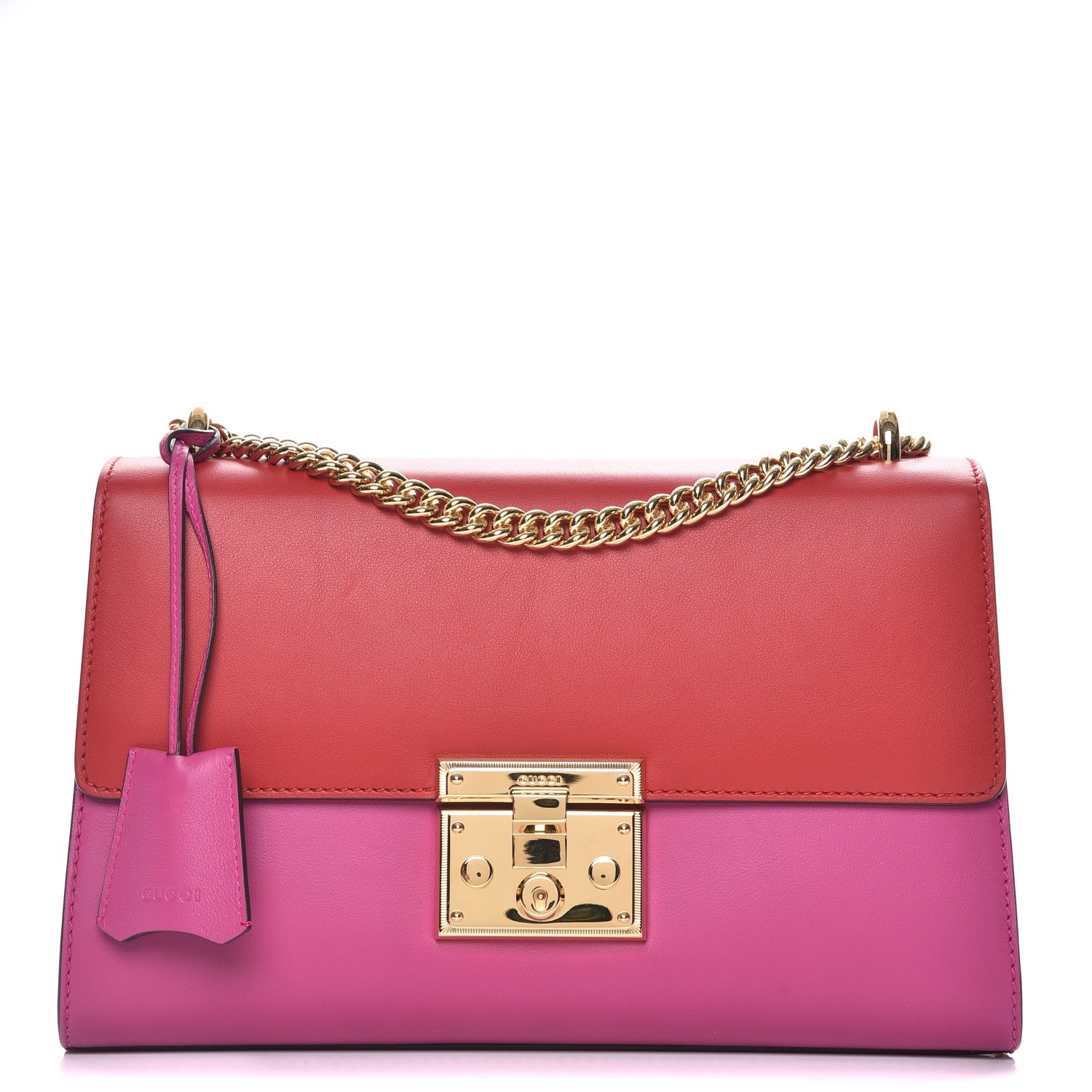 Gucci Moon Calfskin Bi-Color Medium Padlock Shoulder Bag New Rosette Hibiscus Red 1 of 8