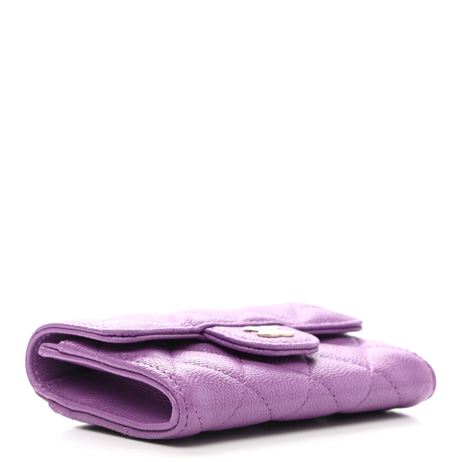 Chanel Caviar Quilted Flap Card Holder Wallet Purple 4 of 9