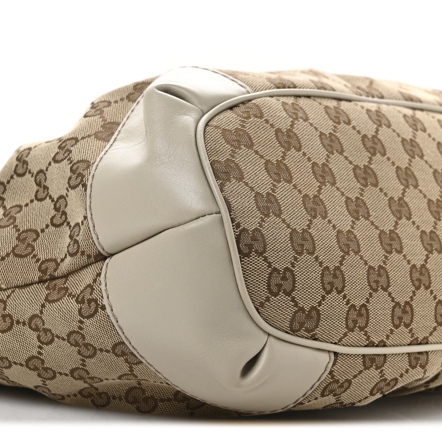 Monogram Margaux Calfskin Medium Sukey Top Handle Bag Beige Ebony Mystic White