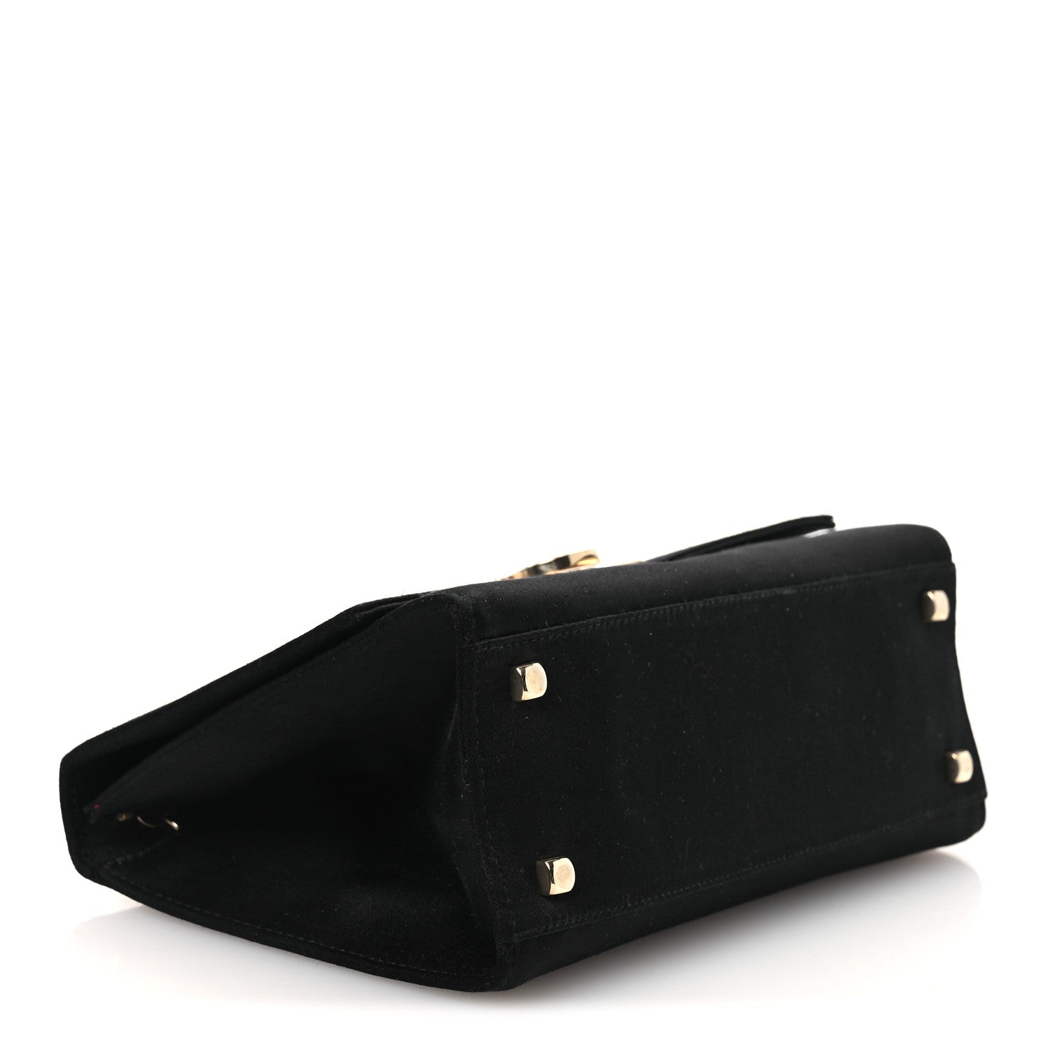 Salvatore Ferragamo Satin Crystal Gancini Chain Flap Bag Black 4 of 13