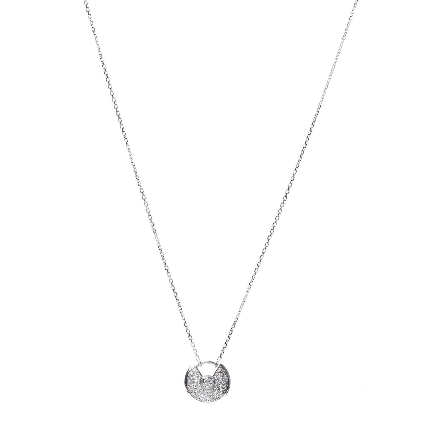 Cartier 18K White Gold Diamond XS Amulette de Pendant Necklace 1 of 5