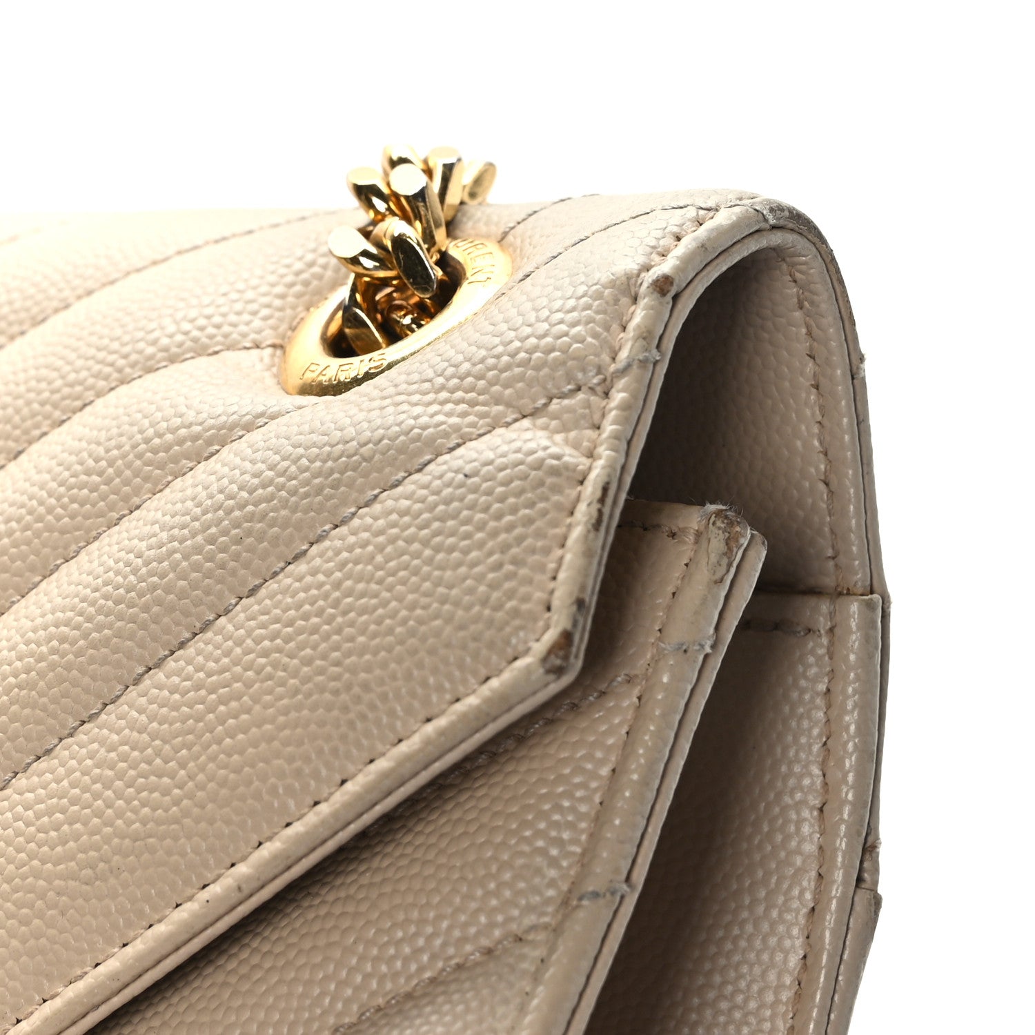 Saint Laurent Grain De Poudre Matelasse Chevron Large Monogram Satchel Dark Beige 11 of 11