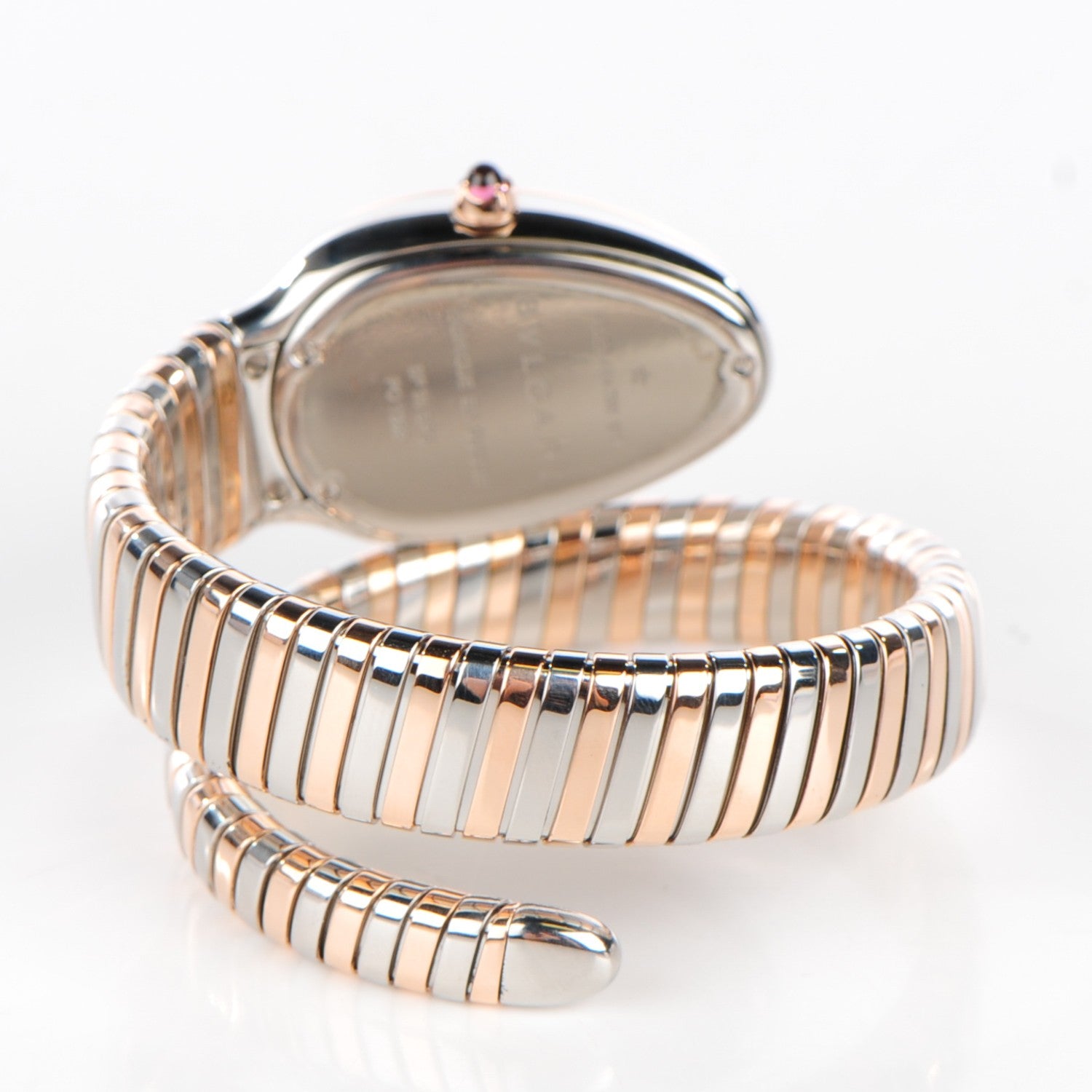 Bulgari Stainless Steel 18K Rose Gold Diamond Bezel 35mm Serpenti Tubogas Quartz Watch Black 3 of 6