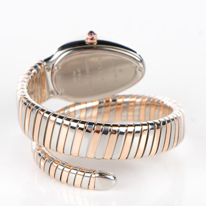 Bulgari Stainless Steel 18K Rose Gold Diamond Bezel 35mm Serpenti Tubogas Quartz Watch Black 3 of 6