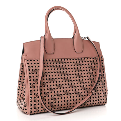 Salvatore Ferragamo Laser Cut Calfskin The Studio Bag Pink 3 of 9