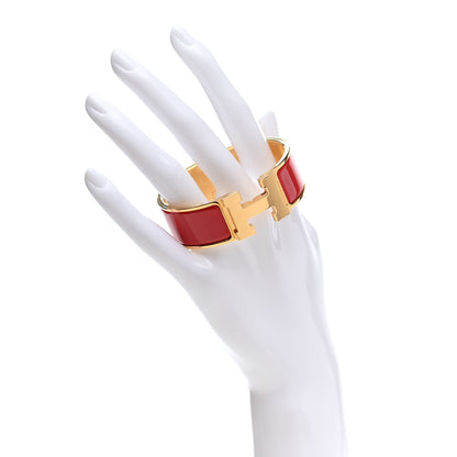 Hermes Enamel Wide Clic Clac H Bracelet PM Red 2 of 4