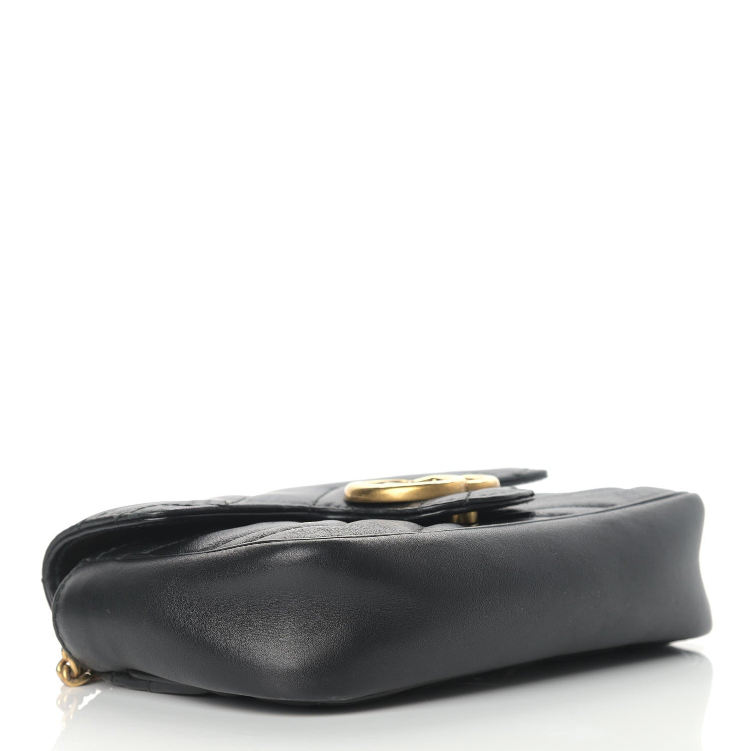 Gucci Calfskin Matelasse Super Mini GG Marmont Shoulder Bag Black 4 of 11