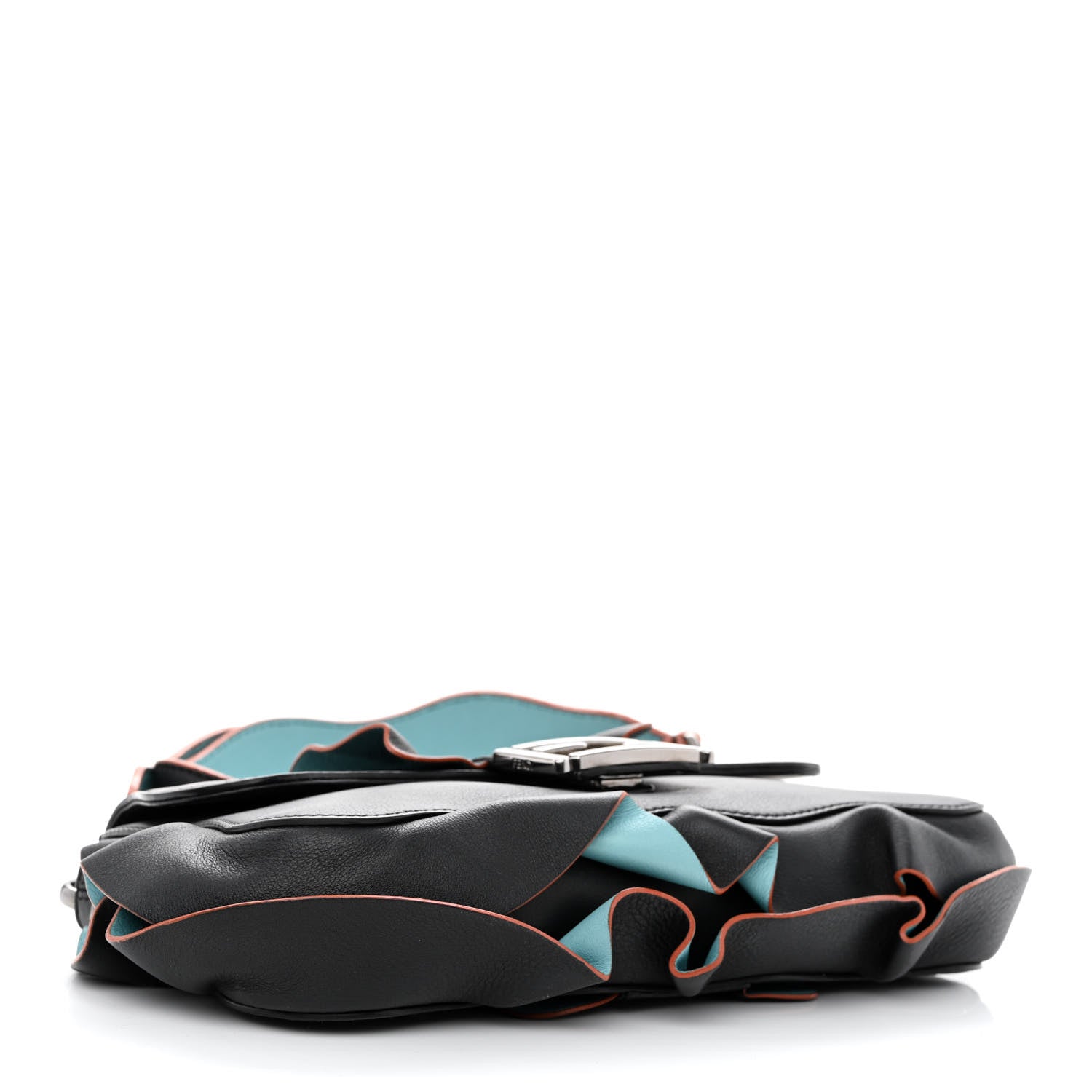 Fendi Calfskin Waves Baguette Black Turchese 4 of 16