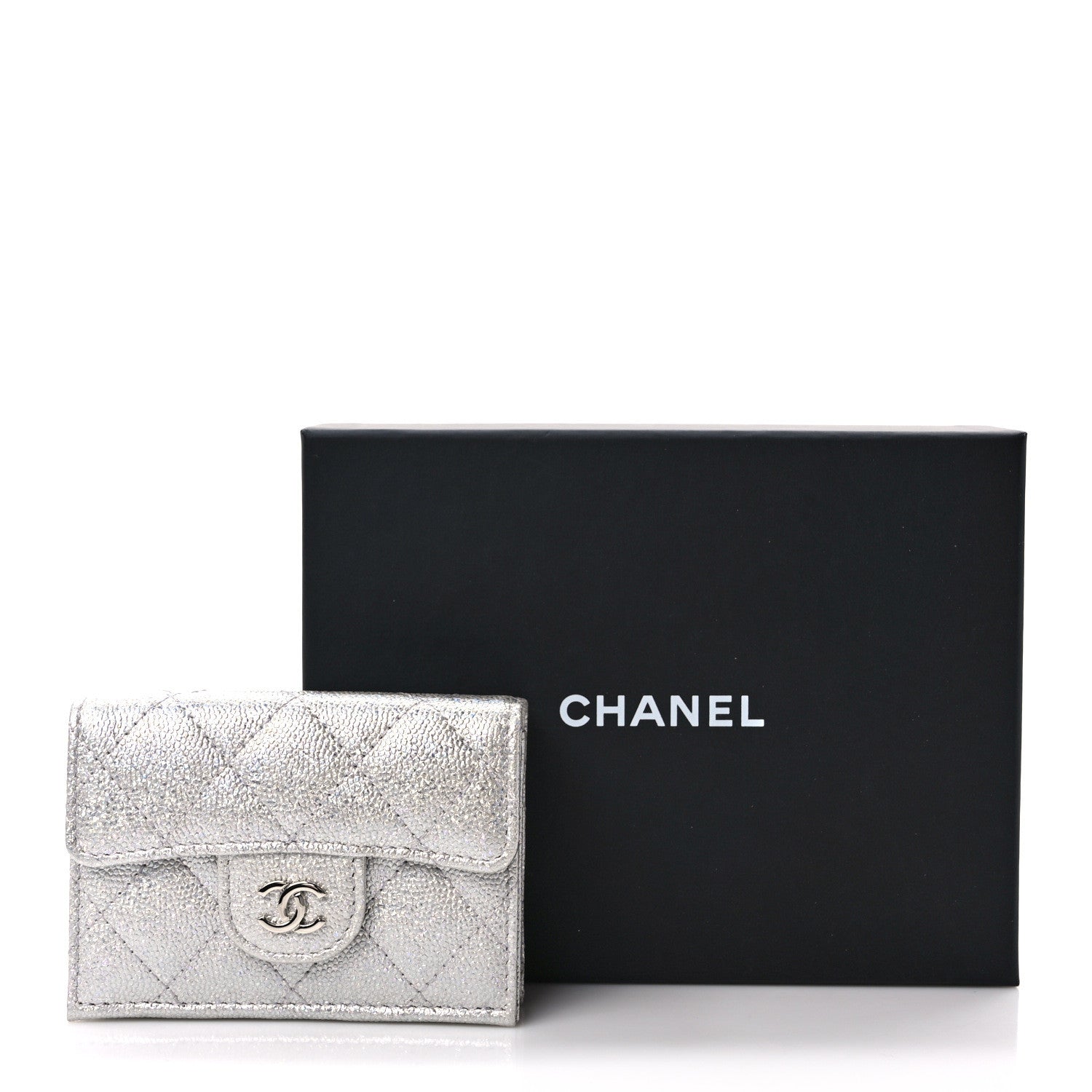 Chanel Caviar Quilted Double Flap Wallet Silver 8 of 8