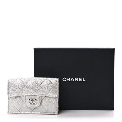 Chanel Caviar Quilted Double Flap Wallet Silver 8 of 8