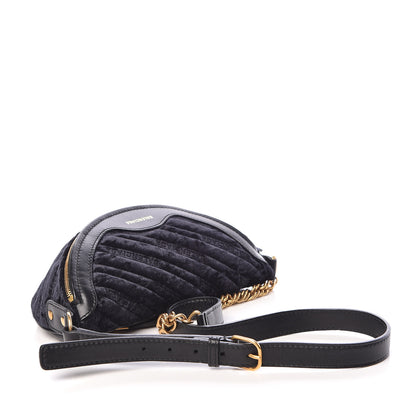 Balenciaga Crushed Velvet Logo Embossed XXS Souvenir Belt Bag Black 3 of 10