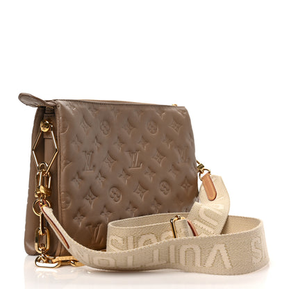 Louis Vuitton Lambskin Embossed Monogram Coussin PM Taupe 3 of 8