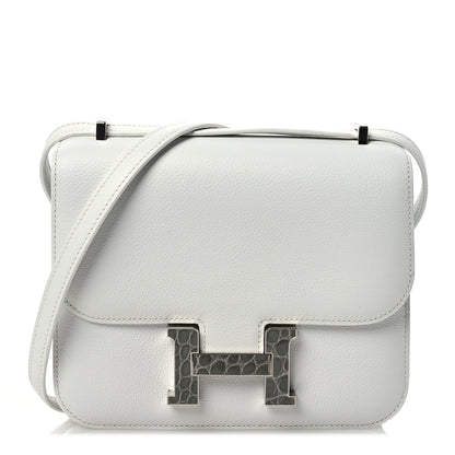 Hermes Evercolor Shiny Alligator Constance 18 New White Gris Ciment 1 of 11