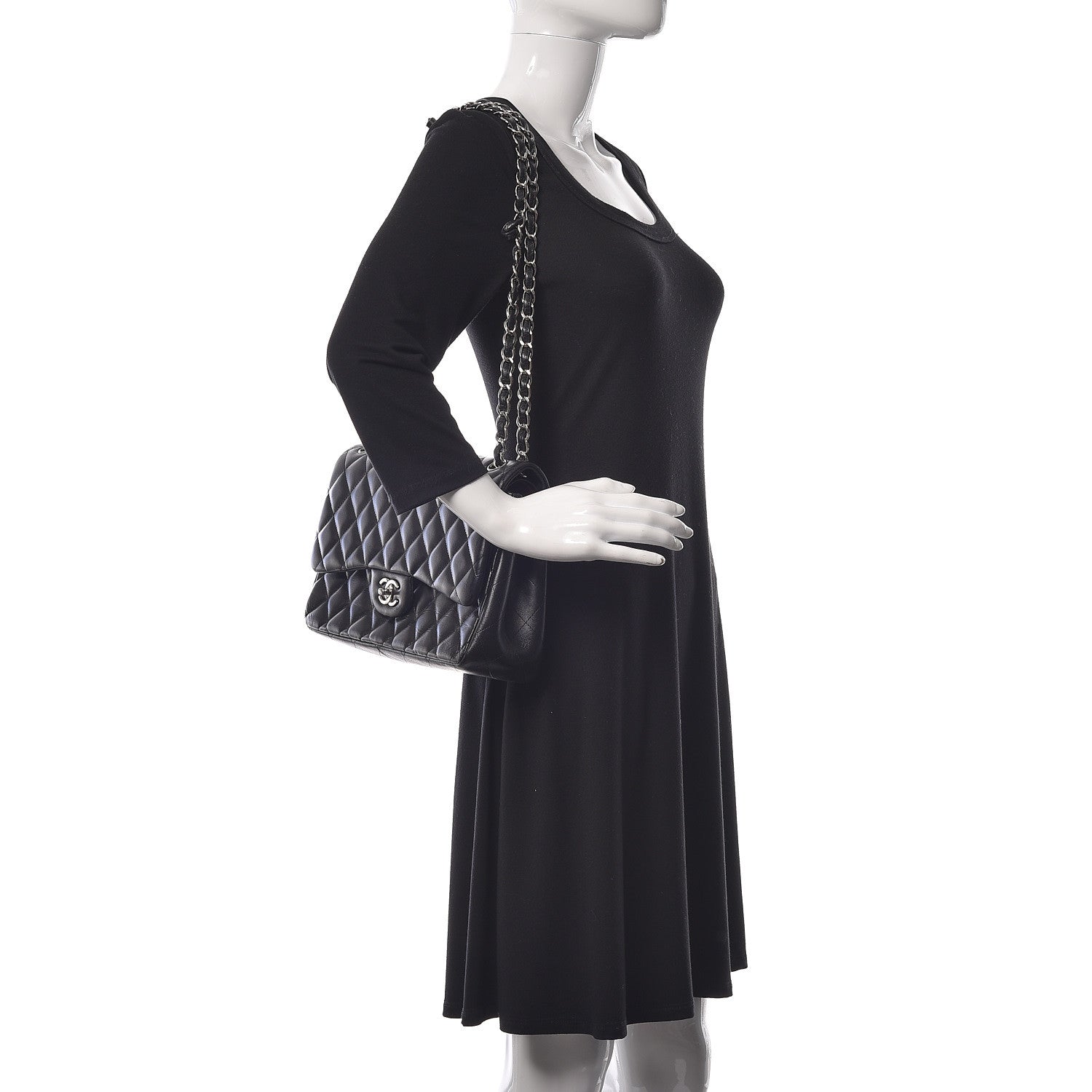 Chanel Lambskin Quilted Jumbo Double Flap Black 3 of 13