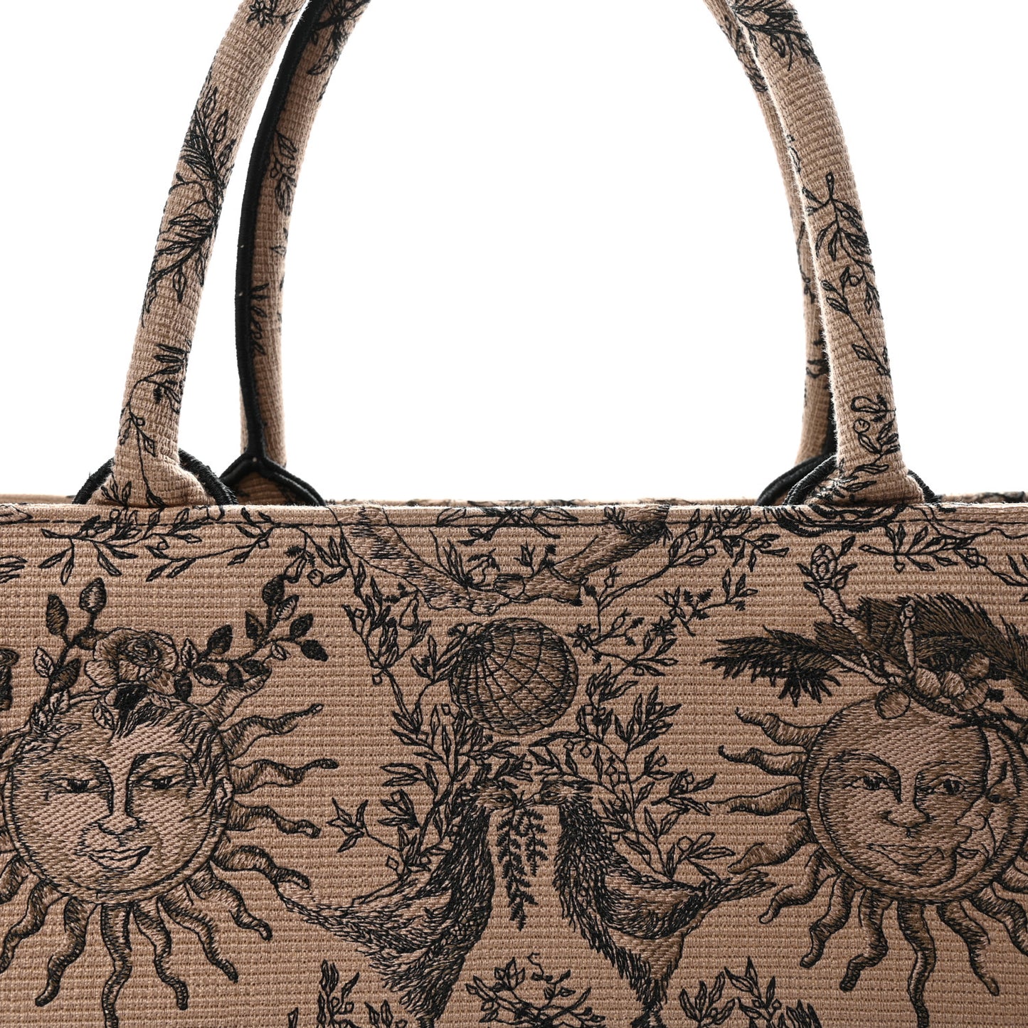 Canvas Embroidered Large Toile de Jouy Soleil Book Tote Beige